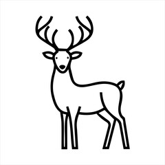 Fototapeta premium Elegant black and white deer outline with antlers, perfect for nature-themed designs or Christmas illustration