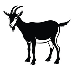 a goat, silhouette vector art illustration, isolated white background, 