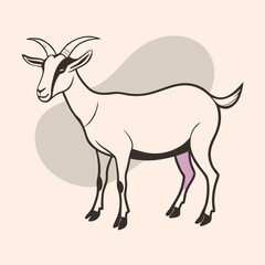 Fototapeta premium a goat, silhouette vector art illustration, isolated white background, 