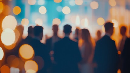 Blurred Networking. Warm Office Party Ambiance