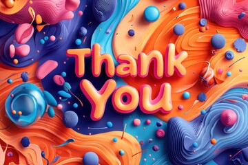 Colorful 'Thank You' message with abstract art background