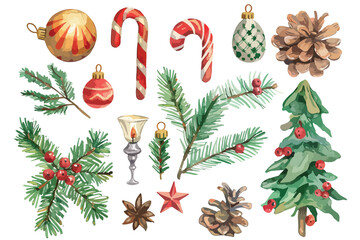 Christmas Elements Single Clipart Isolated on White Background