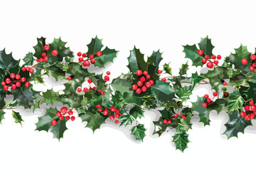 Christmas Holly Berry Garland Single Clipart Isolated