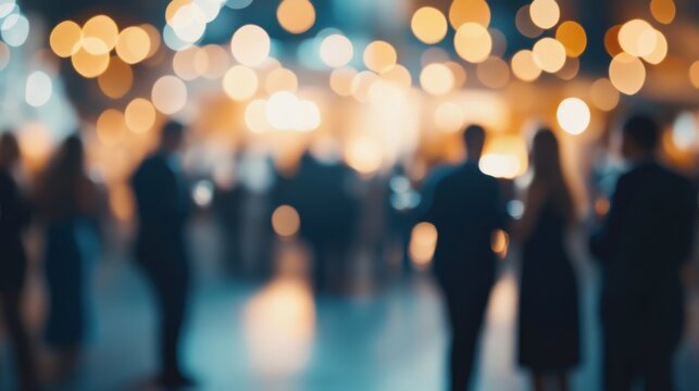 Blurred Networking. Warm Office Party Ambiance