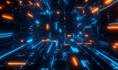 Fototapeta premium Abstract technology background with binary code and lights 