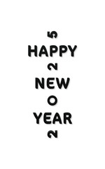 Happy new year 2025 card - black text on white background - minimalist