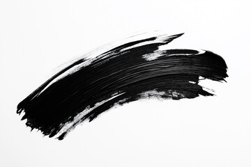 bright black brush stroke of paint on white background