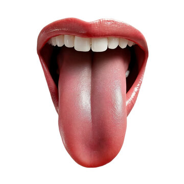 lips with teeth and tongue ,isolated on white background , transparent png image