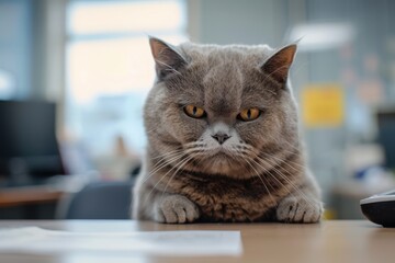 Adorable Discontent A Cat's Office Expression