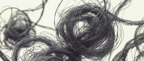 Fototapeta premium A strange, cinematic close-up of twisted metal wires intertwined in odd, organic patterns. The smooth surfaces and soft shadows enhance the bizarre, almost alien-like quality of the wires.