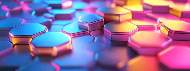 Futuristic Hexagonal Pattern with Neon Glow