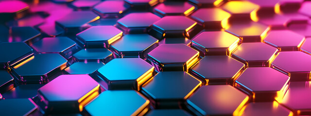 Futuristic Hexagonal Pattern with Neon Glow