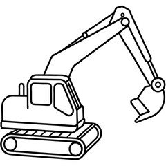 Naklejka premium hydraulic excavator machine outline coloring book page line art drawing