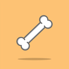 Cartoon bone illustration with a white fill and grey outline on an orange background. Simple, minimalist, and playful design, ideal for pet or Halloween related themes.