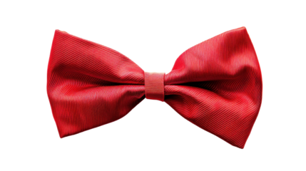 Red satin bow tie on transparent background