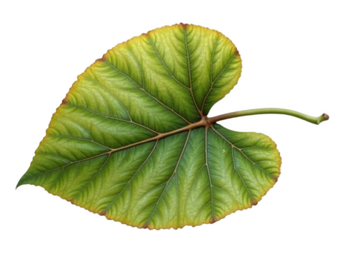 Large Tropical Leaf with Gradient Colors, Isolated on White or Transparent PNG, Exotic Foliage Detail