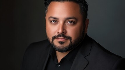 Fototapeta premium Close-up Portrait of a Man with a Beard and Black Blazer