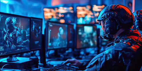 The Tech-Savvy Guardians: SWAT team members intently focusing on various screens and monitors.