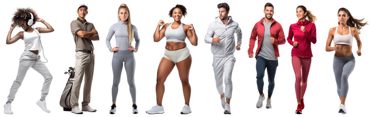 Fototapeta premium Diverse people full body png cut out element set