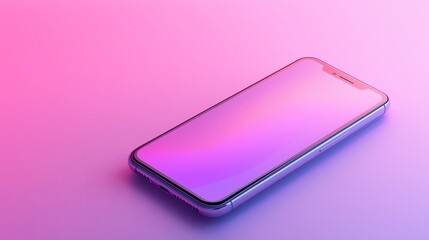 A phone on pink and purple neon background.