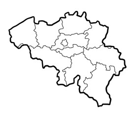 Fototapeta premium Belgium country outline map with border. Hand drawn illustration vector. 