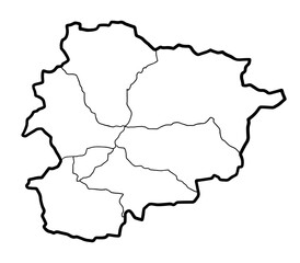 Andorra country outline map with border. Hand drawn illustration vector.	
