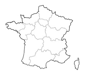 France country outline map with border. Hand drawn illustration vector.	
