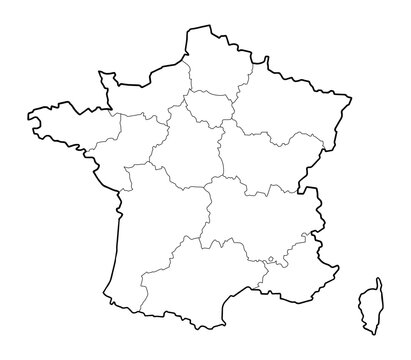France country outline map with border. Hand drawn illustration vector.	
