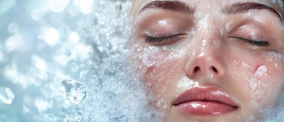 A woman is in a bathtub with her eyes closed