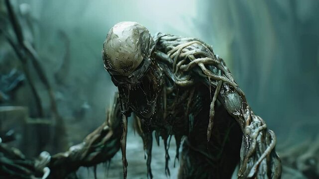 Unknown creature lurking in the darkness, sleep paralysis, nightmare concept