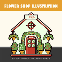 Flower shop hand-drawn vector illustration