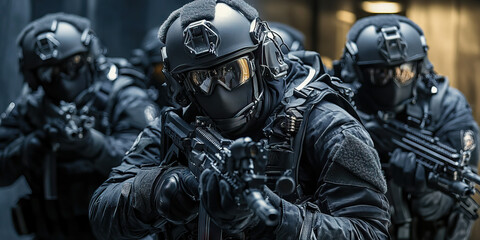 Swarming S.W.A.T. - A team of highly skilled law enforcement officers in tactical gear, ready to respond to high-risk situations.