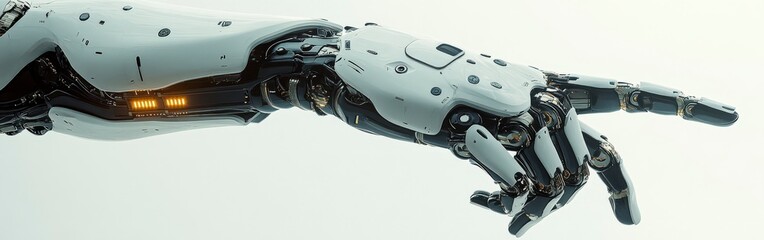 Futuristic robotic hand gesture invitation or command