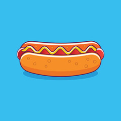 Hotdog with condiments cartoon icon illustration.
