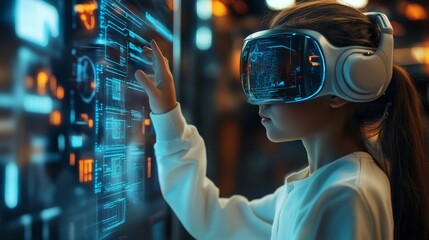 Futuristic AI-powered personalized virtual teachers offering real-time lessons: AI creating personalized educational plans and offering interactive lessons based on student progress.