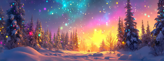 Obraz premium Colorful Winter Wonderland