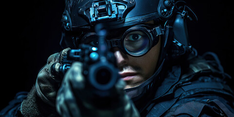 The Silent Weapon - A SWAT team member's silent approach, using night vision goggles to navigate through the darkness.