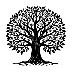 Obraz premium single tree line art vector. hand drawing line black and white tree