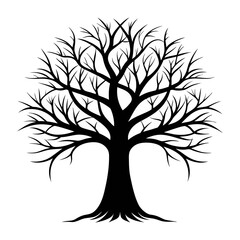 Obraz premium single tree line art vector. hand drawing line black and white tree