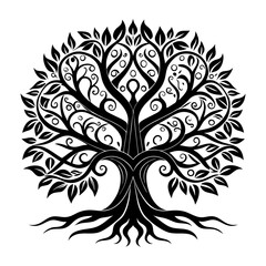 Obraz premium single tree line art vector. hand drawing line black and white tree