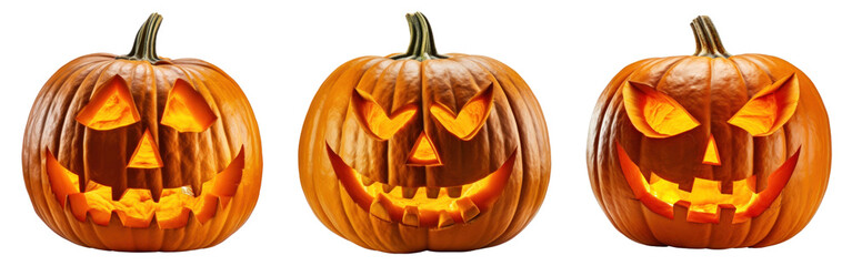 Halloween pumpkin png cut out element set