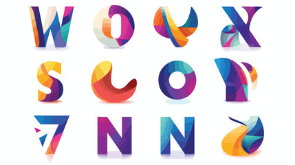 Vibrant Digital Letter Colorful Icons Element and Symbol Design