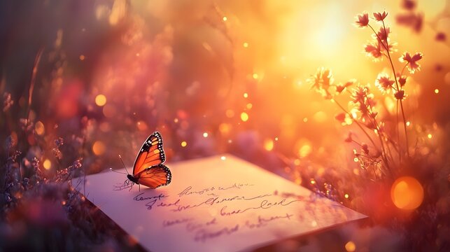 A personalized greeting card with creative designs and handwritten notes, warm, ambient light enhancing the colors and details, artistic and caring ambiance