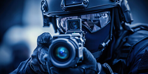 The Eyes and Ears of S.W.A.T. - A SWAT team member using a robotic camera to survey a potentially dangerous area, ensuring safety for all involved.