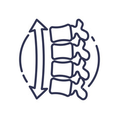 Illustration of a spine with arrows indicating alignment and posture correction.