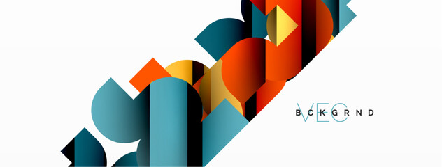 Colorful curve geometric shapes on white