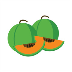 melon fruit vitamin A isolated on white background, flat color cartoon style vector design