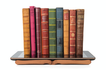 Naklejka premium Digital Books on Tablet PC - Modern Book Shelf Concept