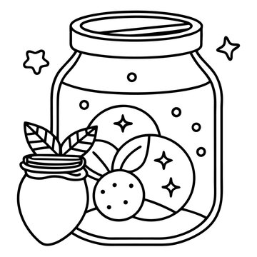 recommend clip art: jar of jam items outline coloring book page line art drawing