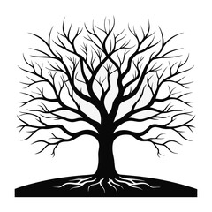 Obraz premium single tree line art vector. hand drawing line black and white tree